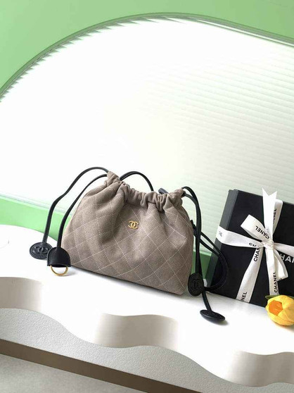 Chanel Clutch with leather strap, AP5227 Suede Calfskin gray - Default Title - View 1