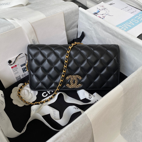 Chanel AP3363 Evening Clutch with chain Lambskin Black