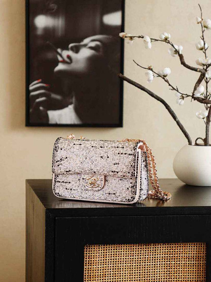 Chanel Evening bag, Strass imitation pearls, AS4297 black pink - Default Title - View 1