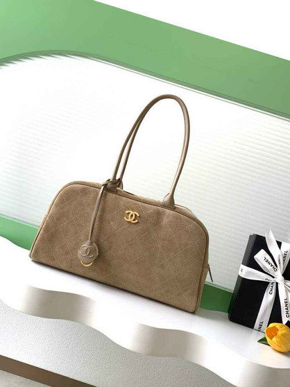 Chanel AS6211 Large Bowling Bag Suede Leather Beige - Default Title - View 1