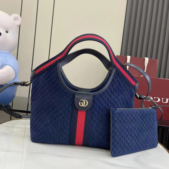 Gucci Giglio small tote bag ‎860845 Blue GG suede