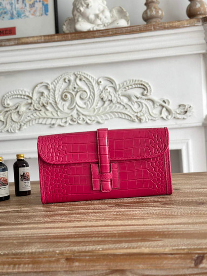 Hermes Jige Elan 29 clutch Calfskin Plum