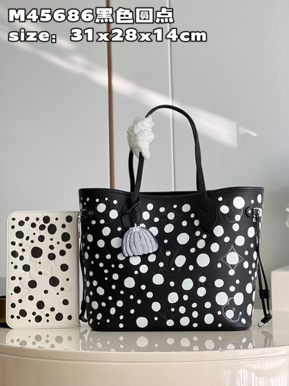 Louis Vuitton M46390 LV x YK Neverfull MM Bag Monogram Black