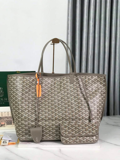 Goyard Anjou GM Tote Bag, GY020661 Leather Light Gray