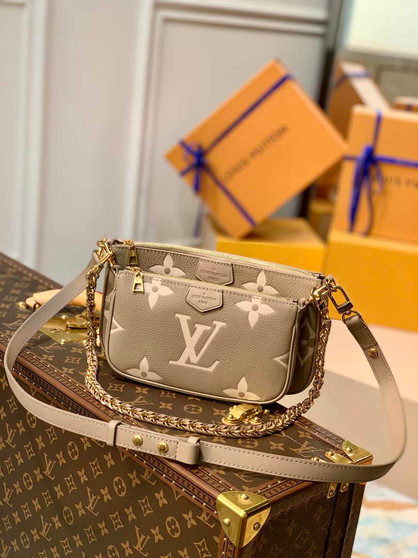Louis Vuitton Multi Pochette M80399 Gray Monogram Leather
