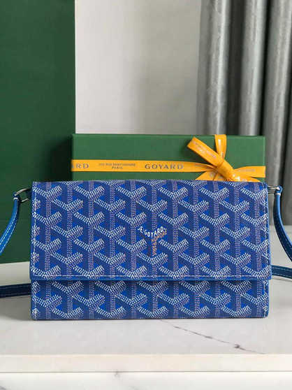 Goyard Varenne Continental Wallet 02019 Goyardine Canvas Blue
