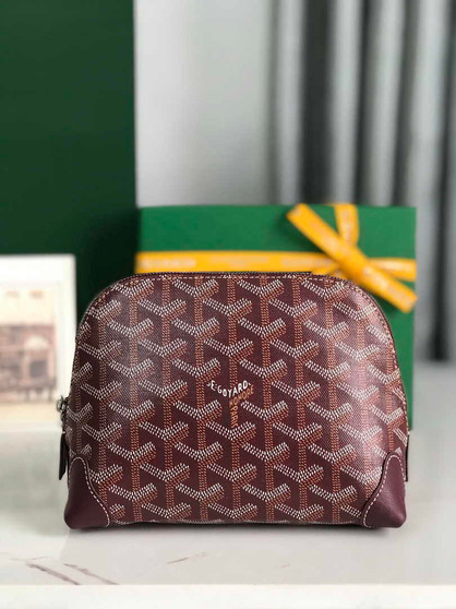 Goyard Vendôme Cosmetic Pouch Goyardine Canvas Wine Red