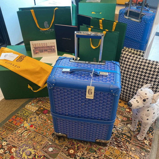 Goyard Travel Luggage 20 inchd Blue Leather
