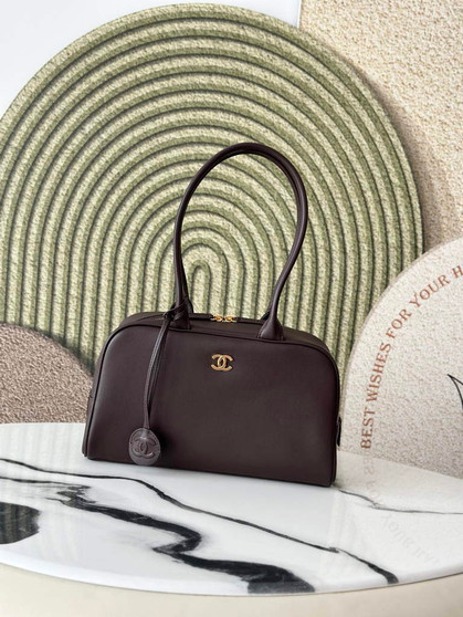 Chanel Large Bowling Bag, AS6580 Calfskin Coffee