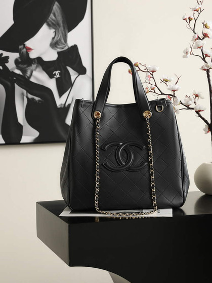 Chanel Small Shopping Bag, AS6200 Calfskin Black