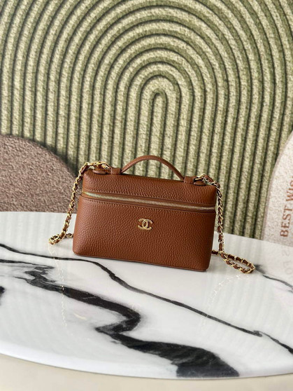 Chanel Vanity with chain, AP5346 Calfskin Brown