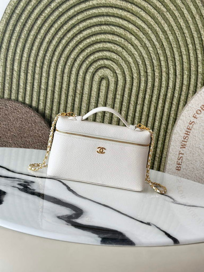 Chanel Large Vanity with chain, AP5347 Calfskin White