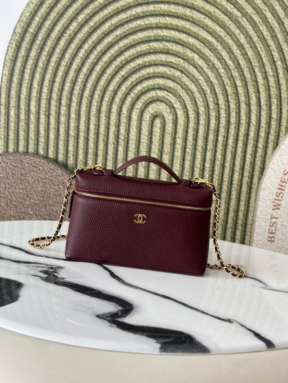 Chanel Large Vanity with chain, AP5347 Calfskin Burgundy