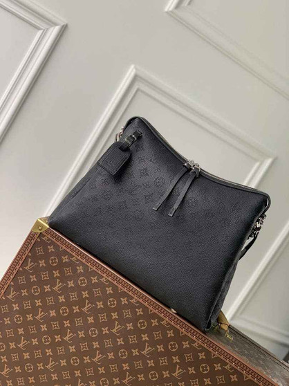 Louis Vuitton Hand It All MM Bag, M24132 Black Mahina Calfskin - Default Title - View 1