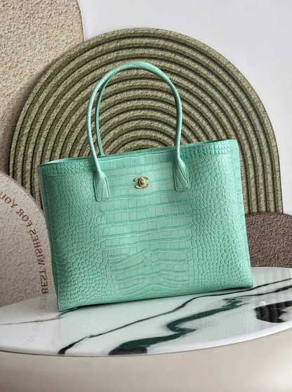 Chanel Large Shopping Bag, AS6239 Crocodile Blue