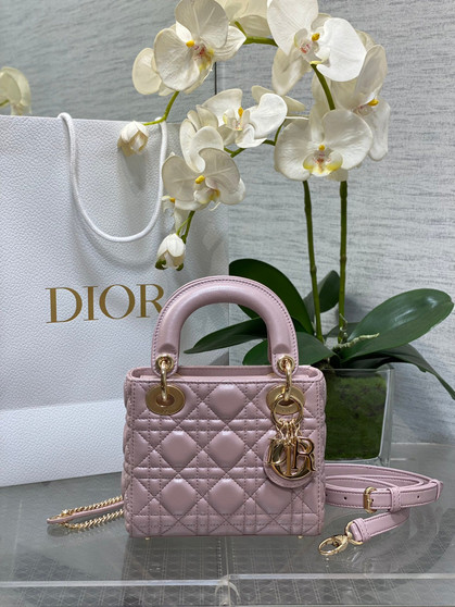 Mini Lady Dior Bag M0505 Blush Cannage Lambskin