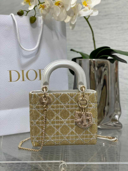 Mini Lady Dior Bag M0505 Gray Lambskin M919