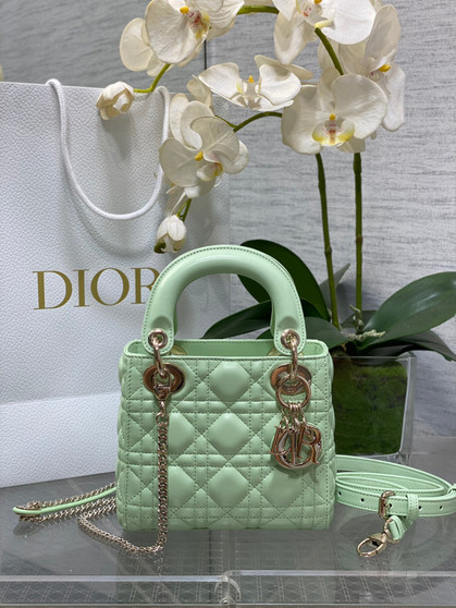 Mini Lady Dior Bag M0505 Light Green Cannage Lambskin