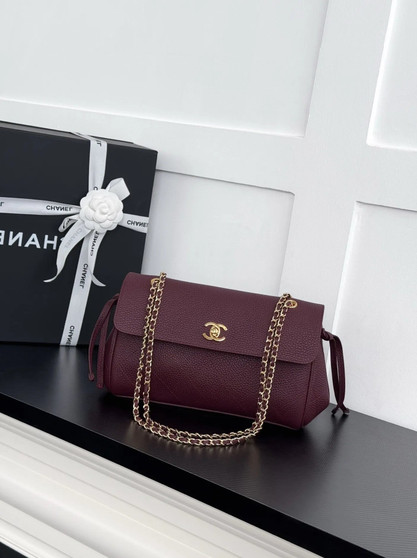 Chanel Large Flap Bag, AS6427 Calfskin Wine Red