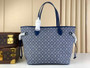 Louis Vuitton M40995 Neverfull MM Tote Bag Denim textile jacquard Blue