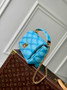 Louis Vuitton GO-14 MM Malletage Leather Bag M24185 Blue Lambskin