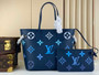 Louis Vuitton M46514 Neverfull MM Monogram Empreinte Leather Blue