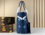 Louis Vuitton M46514 Neverfull MM Monogram Empreinte Leather Blue