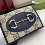 Gucci Horsebit 1955 card case wallet, 621887 in navy blue leather - Default Title - View 5