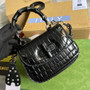 Gucci 686864 Bamboo 1947 mini top handle bag black crocodile leather - Default Title - View 1