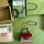 Gucci �?03848 Horsebit 1955 top handle bag Red gg leather