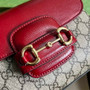 Gucci �?03848 Horsebit 1955 top handle bag Red gg leather