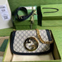 Gucci 699268 Blondie shoulder bag GG Supreme Blue leather - Default Title - View 1