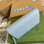Gucci �?97985 GG Marmont mini chain bag Blue leather