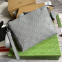 Gucci 696009 GG embossed medium messenger bag gray - Default Title - View 1