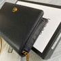 Gucci ‎497985 GG Marmont mini chain bag Black leather Gold - 8"W x 5"H x 1.5"D / Black - View 3