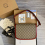 Gucci 602204 Horsebit 1955 shoulder bag Beige with red leather
