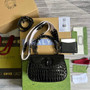 Gucci 675797 Bamboo1947 small top handle bag Crocodile Black