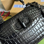 Gucci 675797 Bamboo1947 small top handle bag Crocodile Black