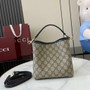 Gucci GG Emblem small bucket bag 815118 in beige and black fabric
