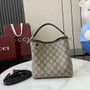 Gucci GG Emblem small bucket bag 815118 in beige and black fabric