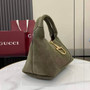 Gucci Softbit medium top handle bag, 837467 in green suede