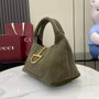 Gucci Softbit medium top handle bag, 837467 in green suede