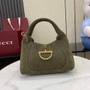 Gucci Softbit medium top handle bag, 837467 in green suede