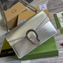 Gucci 400249 Dionysus small shoulder bag leather silver - Default Title - View 1
