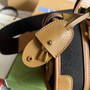 Gucci �?15771 Mini canvas top handle bag Light brown leather