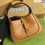 Gucci 637091 Jackie 1961 mini shoulder bag ostrich leather Light coffee