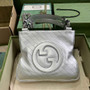 Gucci Blondie small tote bag in silver lamé leather 751518