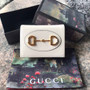 Gucci 621887 Horsebit 1955 card case wallet White leather