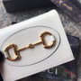 Gucci 621887 Horsebit 1955 card case wallet White leather