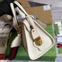 Gucci 715772 Small top handle bag with Double G White leather - W27cm x H18cm x D14cm / White - View 4